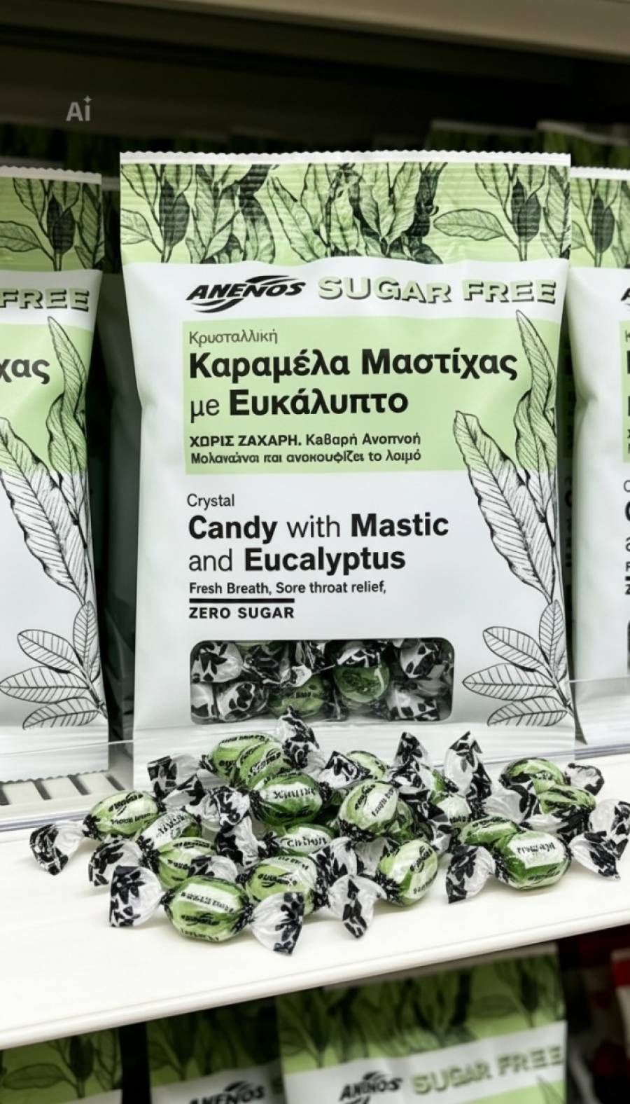 Κρυσταλλική καραμέλα μαστίχας με ευκάλυπτο- Anemos