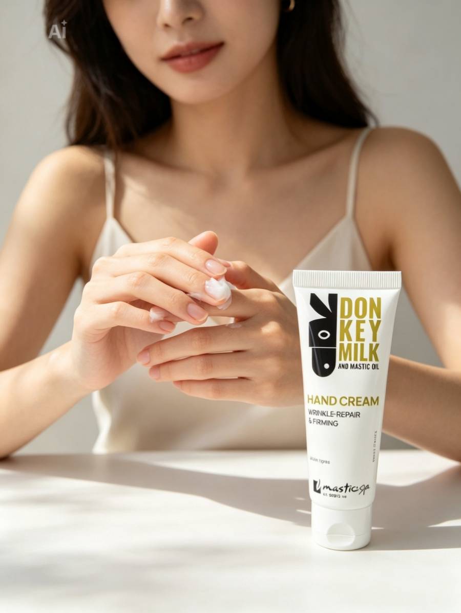 Donkey milk hand cream with donkey milk & mastic oil 80ml - Mastic Spa