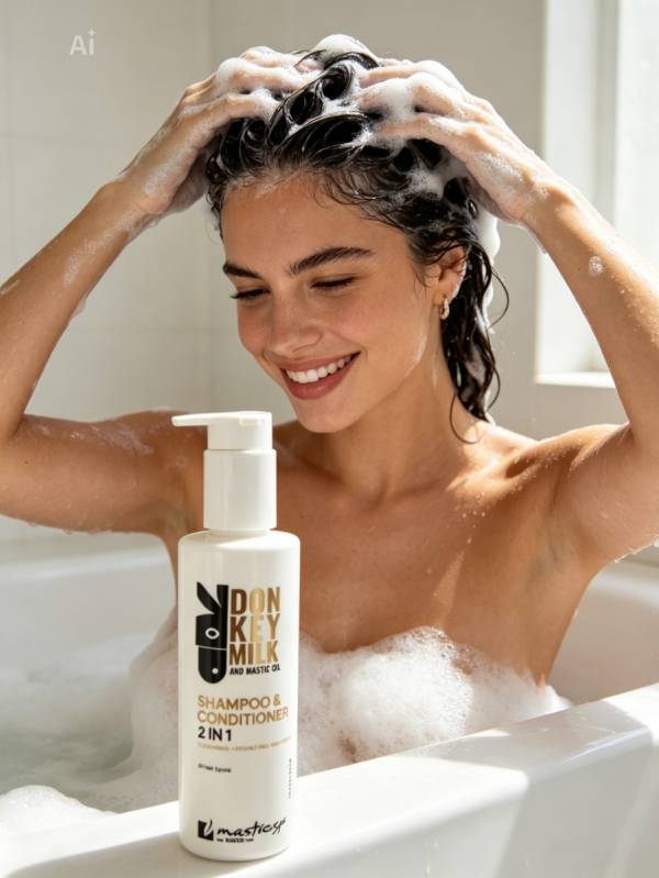 Donkey Milk shampoo&conditioner 2in1 with donkey milk and mastic oil 200ml - Mastic Spa - Hair care