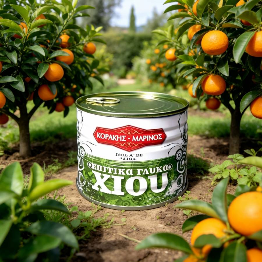 Mandarins in metal tin